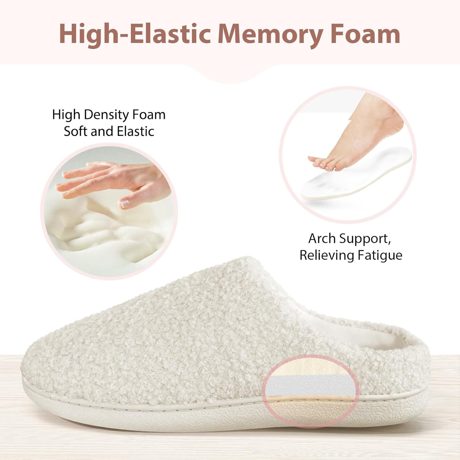 Anmerl Women's Memory Foam Slippers, Pluch Warm House Shoes with Non-Slip Rubber Sole, Cozy Indoor Slip On for Home, Bedroom, Office - Image 5