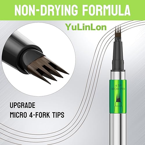 Miniatura 2 de Bolígrafo de cejas de 4 puntas, resistente al agua, con punta de microhorquilla, efecto 3D natural, fórmula a prueba de manchas de larga duración,