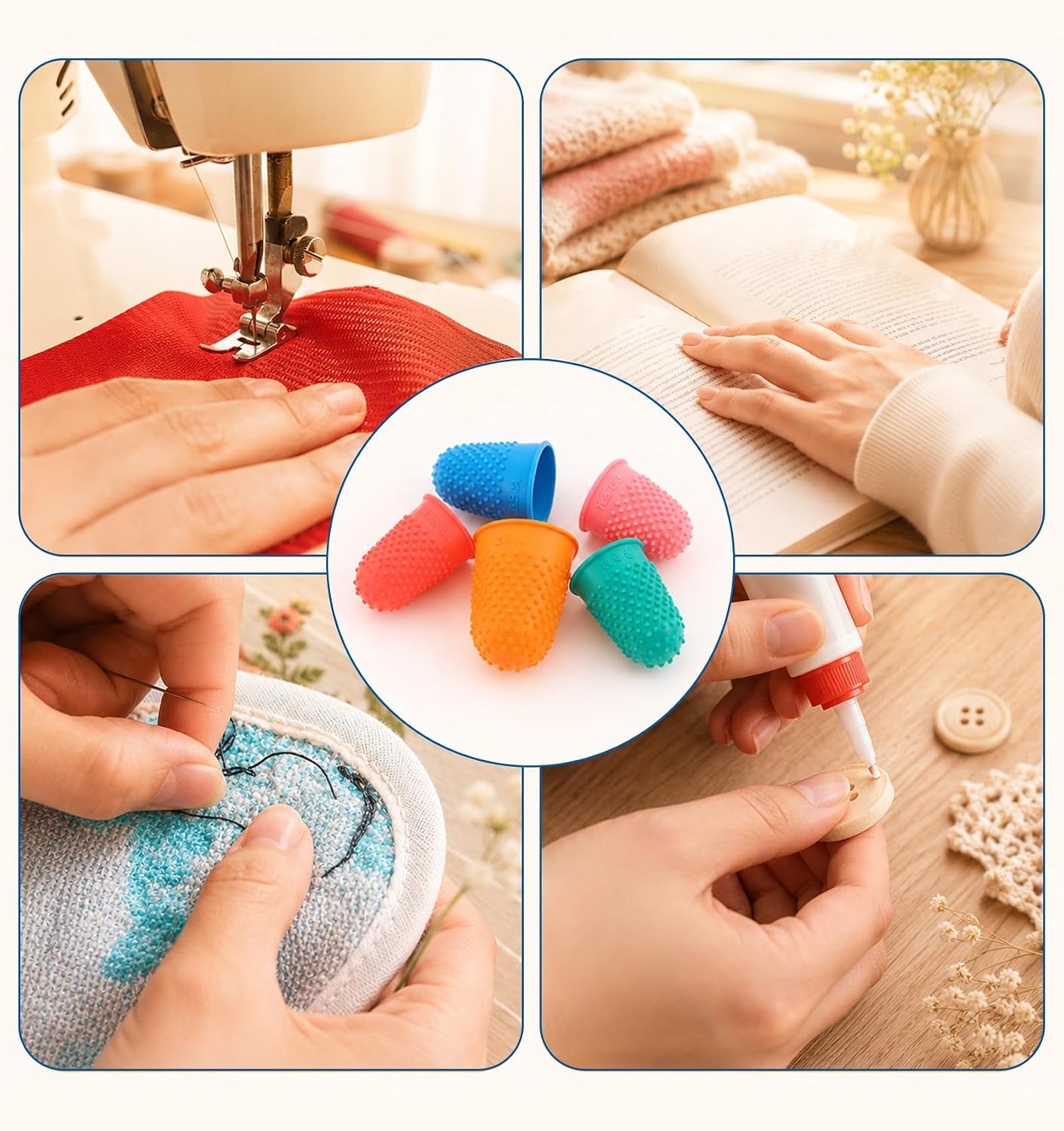 10 Pcs Rubber Fingers Tips for Sorting Papers, Reusable Rubber Thimble