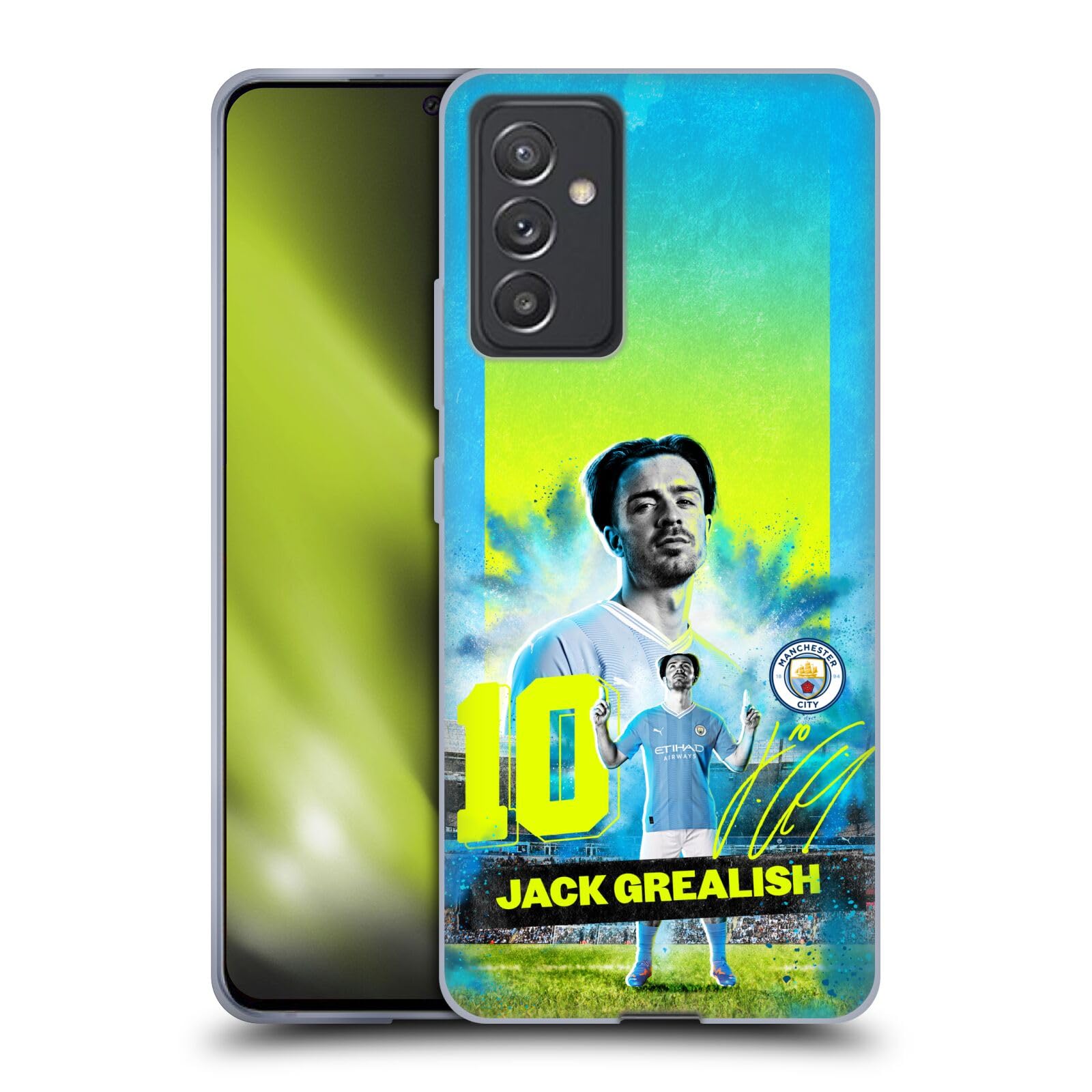 Head Case Designs Officially Licensed Manchester City Man City FC Jack Grealish 2023/24 First Team Gel Case [Military Grade Protection] Compatible With Samsung Galaxy Quantum 2