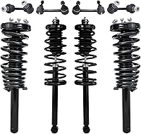 Vista 80 de Detroit Axle - Kit de puntales delanteros para Ford 2000-2004 Focus 2 puntales con muelle helicoidal 2 brazos de control inferiores con rótulas 2001