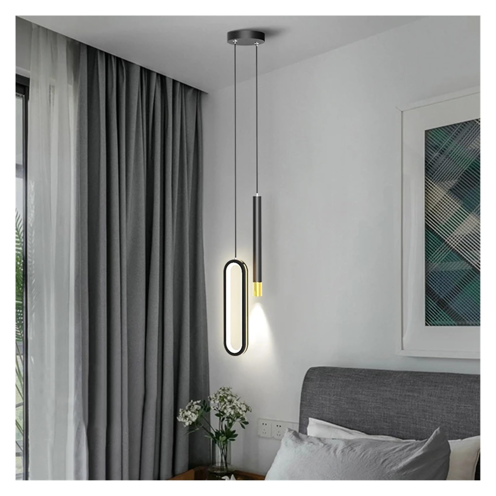 HUAYUSEDF Adjustable Pendant Lamp Chandelier Hanging Lighting Ceiling Fixture for High Bedroom Stylish Home Decor(Nature Light)