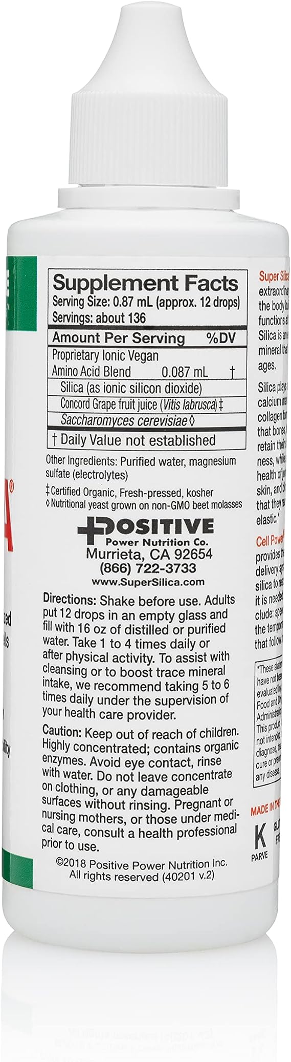Super Silica Liquid Concentrate, 4 oz. Bottle (Pack of 2) -Highest Absorption, Collagen-Producing, Supports Healthy Bone Density, Joint Flexibility, Skin Hair and Nails,4 oz. Makes Over 68 quarts