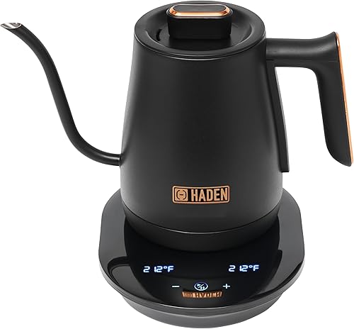 Miniatura 3 de Haden Hervidor de té eléctrico, caldera de agua caliente de cuello de cisne, tetera de 0.6L, negrocobre