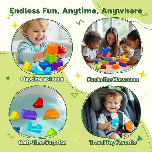 Miniatura 6 de Bloques magnéticos, bloques de construcción grandes para niños pequeños de 1 a 3 años, juego de bloques apilables 3D multiformas, juguetes