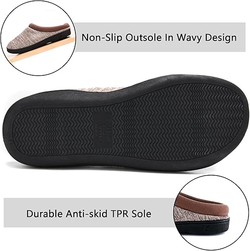 Vista 4 de Temi Pantuflas de espuma viscoelástica para hombre, acogedoras y suaves, para interiores y exteriores, cálidas, transpirables, con suela