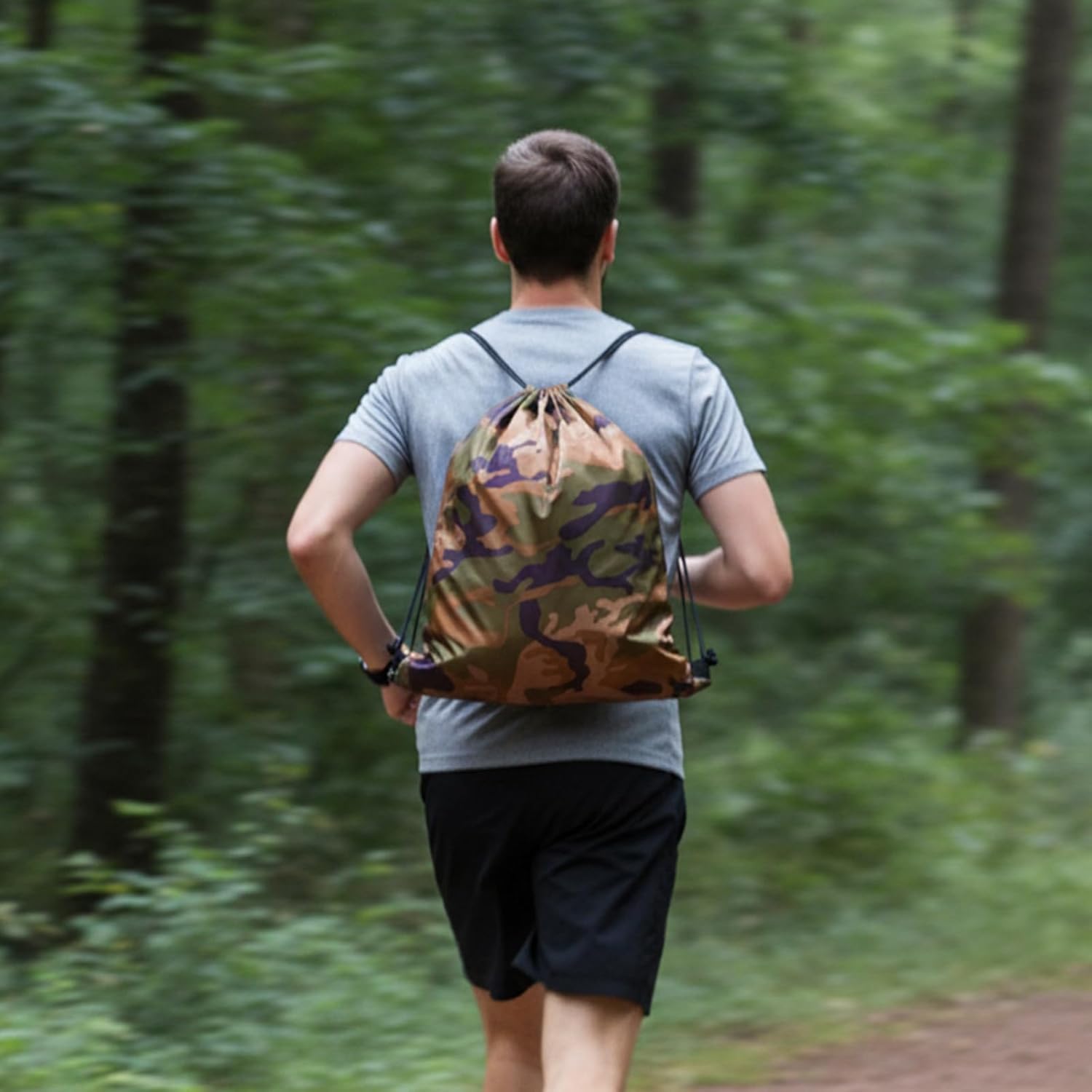 24 Pcs Camo Drawstring Bags Bulk, Army Bag Lightweight Woodland Camouflage Drawstring Backpack for Men Women Birthday Party Supplies Travel Yoga Gym Sport