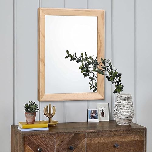 Vista 51 de AAZZKANG Espejos para pared, espejo colgante con marco de madera rústica, 20 x 16 pulgadas, decorativo para casa de campo, dormitorio, baño, sala