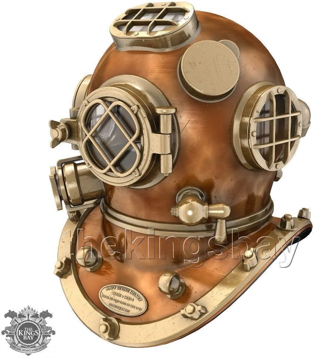 Mark V Copper Brass Diving Divers Helmet Antique SEA Nautical - Wearable