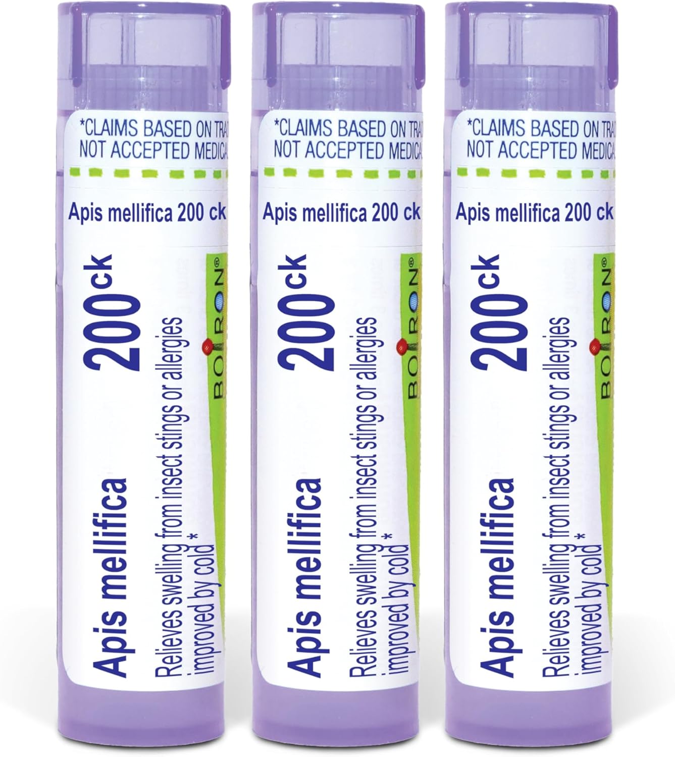 Boiron Apis Mellifica 200Ck Homeopathic Medicine for Swelling from Insect Stings or Allergies - Pack of 3 (240 Pellets)