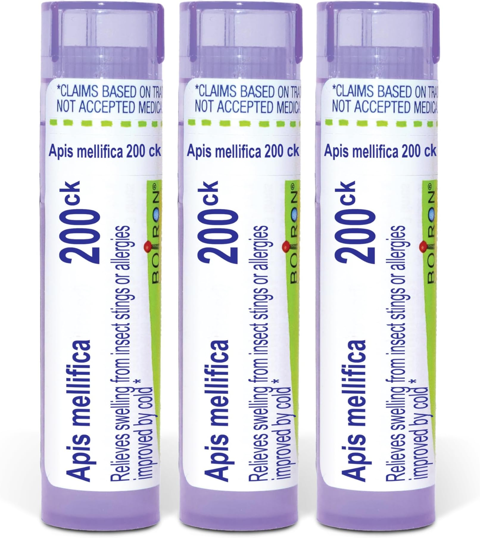 Boiron Apis Mellifica 200Ck Homeopathic Medicine for Swelling from Insect Stings or Allergies - Pack of 3 (240 Pellets)