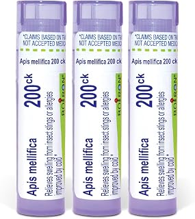 Boiron Apis Mellifica 200Ck Homeopathic Medicine for Swelling from Insect Stings or Allergies - Pack of 3 (240 Pellets) | Single-medicine homeopathic pellets for Swelling from Insect Stings or Allergies. Size: Pack of 3 (240 Pellets).