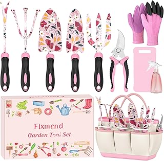 Fixmend Gardening Gifts for Women, 10 Pcs Garden Tools Set with Flower Print, Gardening Hand Tools Gift Kits for Birthday, Mother\'s Day, Christmas, Retirement, Valentine\'s Day