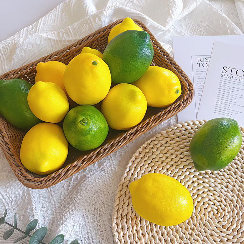 42 Pcs Fake Lemon Slices & Acrylic Ice Cubes - Artificial Fruit Decor For Kitchen, Party, Wedding, Photo Props