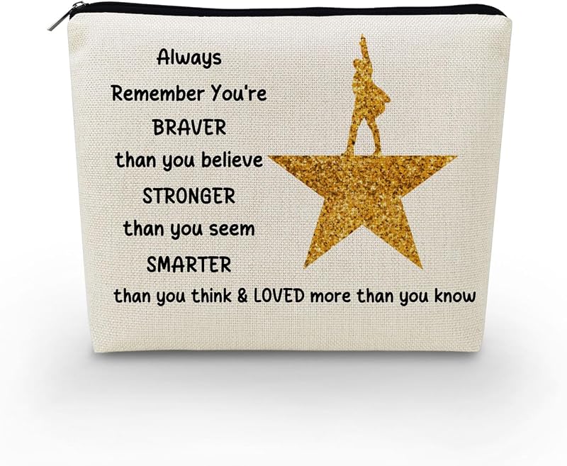 Necessaire de maquiagem YULUENZE com estampa Broadway Musical Hamilton 02 e zíper metálico