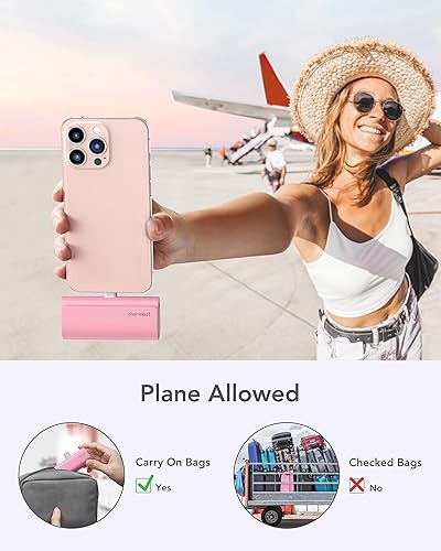 Vista 7 de Charmast Cargador portátil pequeño para iPhone, banco de energía ultracompacto de carga rápida PD 20W 5000mAh, paquete de batería mini para iPhone