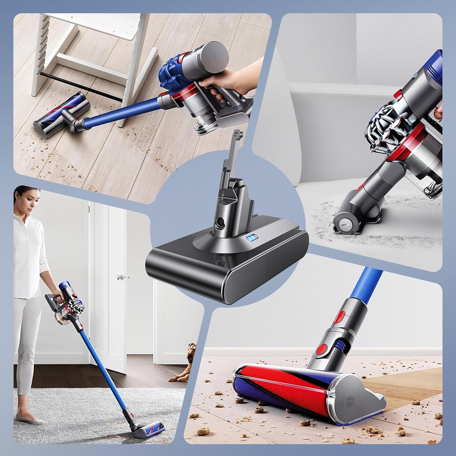 8.0Ah Replacement for V8 Battery Compatible with V8 Animal Battery Replacement V8 Absolute V8 Motorhead V8 Fluffy SV10 Batteries Carbon Fiber Vacuum Cleaner 21.6V