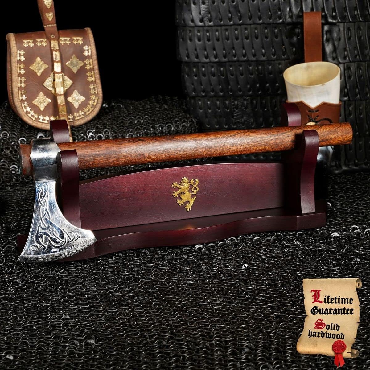 Mythrojan Solid Wood Sword Stand Medieval Sword Wall Mount Samurai Sword Display Stand Katana Sword Holder Gladiator Sword Wall Display Crusader Sword Stand Knife Stand for Display
