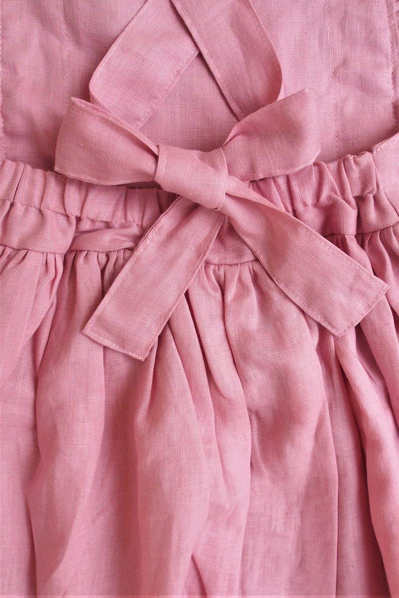 Mädchen Leinen Kleid - Rosa, Blumenmädchen Kleid, Taufkleid, Hochzeitskleid, Festliches Kleid, Prinzessin Kleid, Sommer Kleid