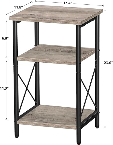 Miniatura 3 de TUTOTAK Mesita de noche alta de 3 niveles, mesa auxiliar, mesa auxiliar para espacios pequeños, mesa auxiliar de sofá, marco de acero, para sala de