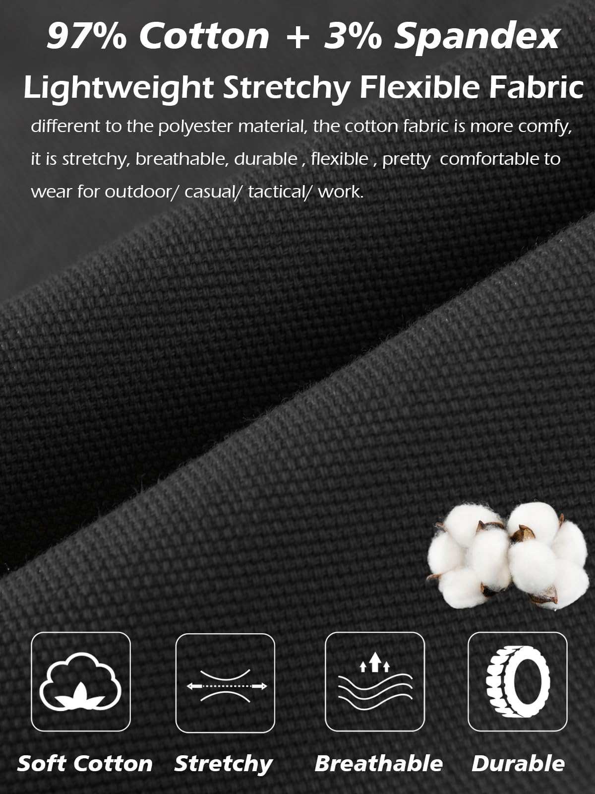 CARWORNIC Pantalones tácticos de algodón para hombre, ligeros, elásticos, militares, combate