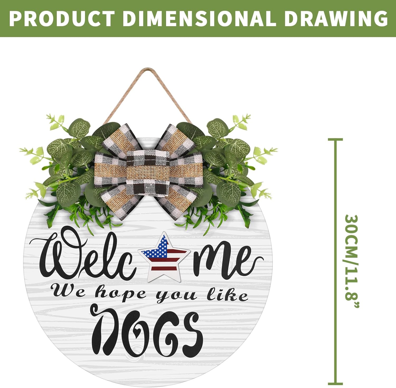 Interchangeable Wooden Seasonal Welcome Wreath, Rustic Round Dogs Front Door Wreaths for Home/Wall/Porch/Farmhouse Decor, for Easter Spring Summer Fall Halloween Christmas All Season Decorations - Image 2