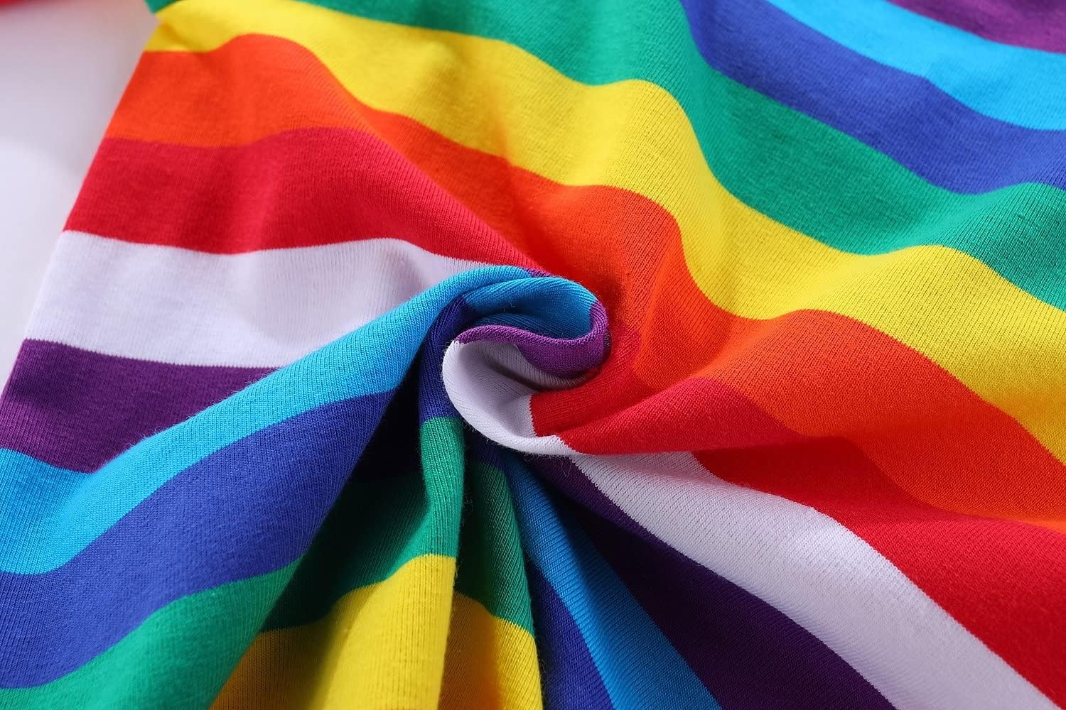 LittleSpring Boys Girls T Shirt Rainbow Striped Cotton Crewneck Tees for Kids Fashion