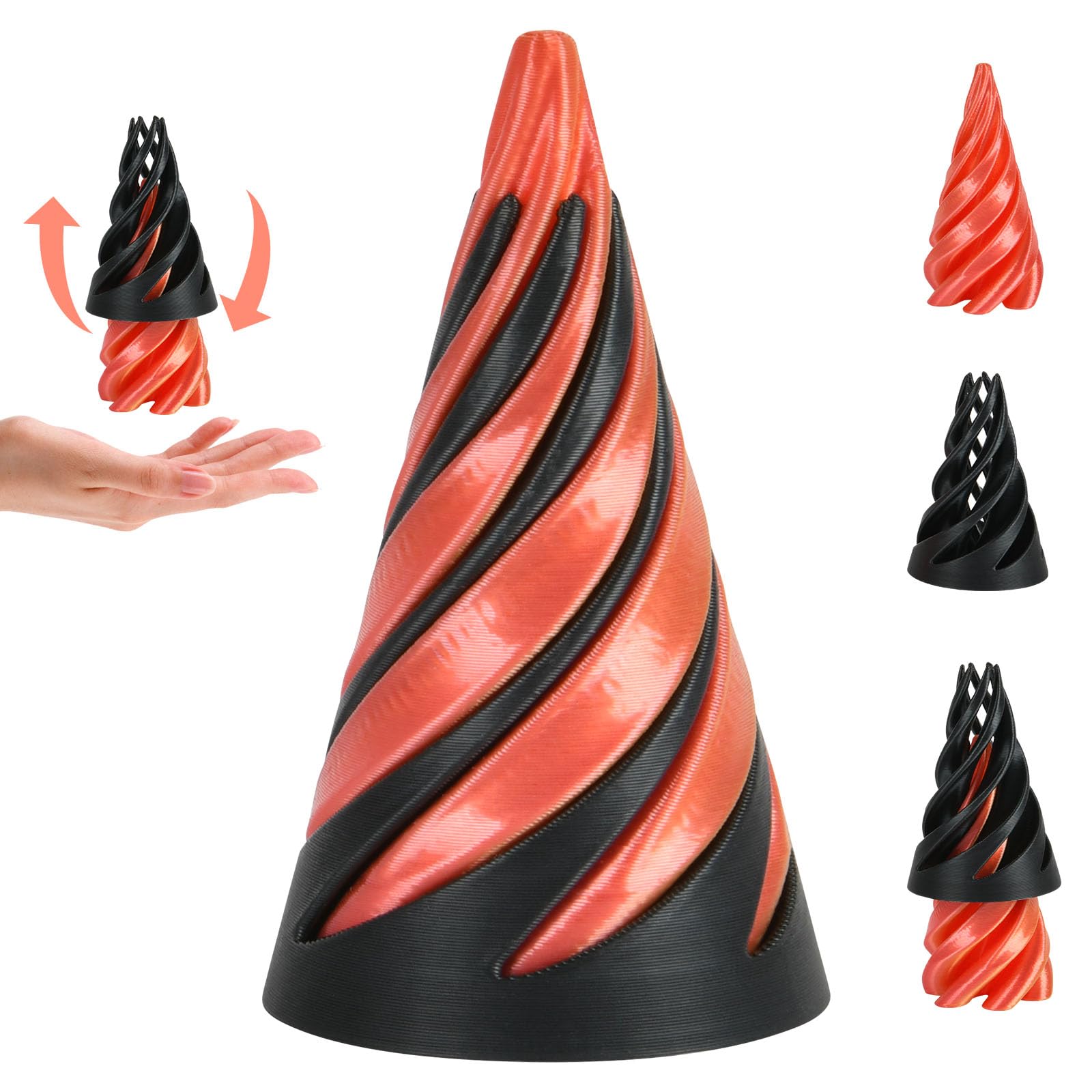 Jouet Anti-Stress Cône Impossible - 6 Pièces, Impression 3D, Spirale | Pour Enfants Et Adultes