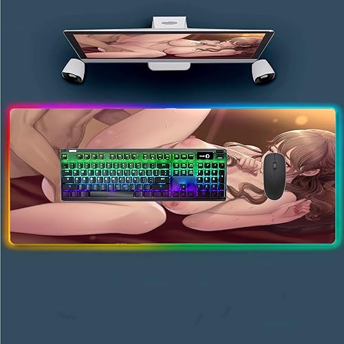 Alfombrilla de mouse sexy de anime para niña, alfombrilla de mouse para gamer, con LED RGB Mause, accesorios de computadora, alfombrilla de