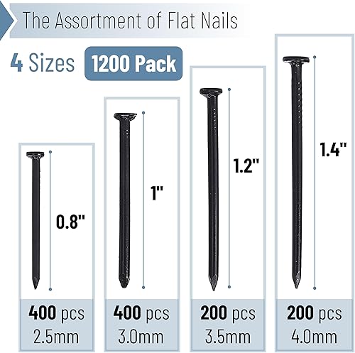 Miniatura 64 de Mr. Pen - Kit surtido de uñas, 600 unidades, 4 tamaños, plateadas, uñas pequeñas para colgar imágenes, uñas de acabado Plateado