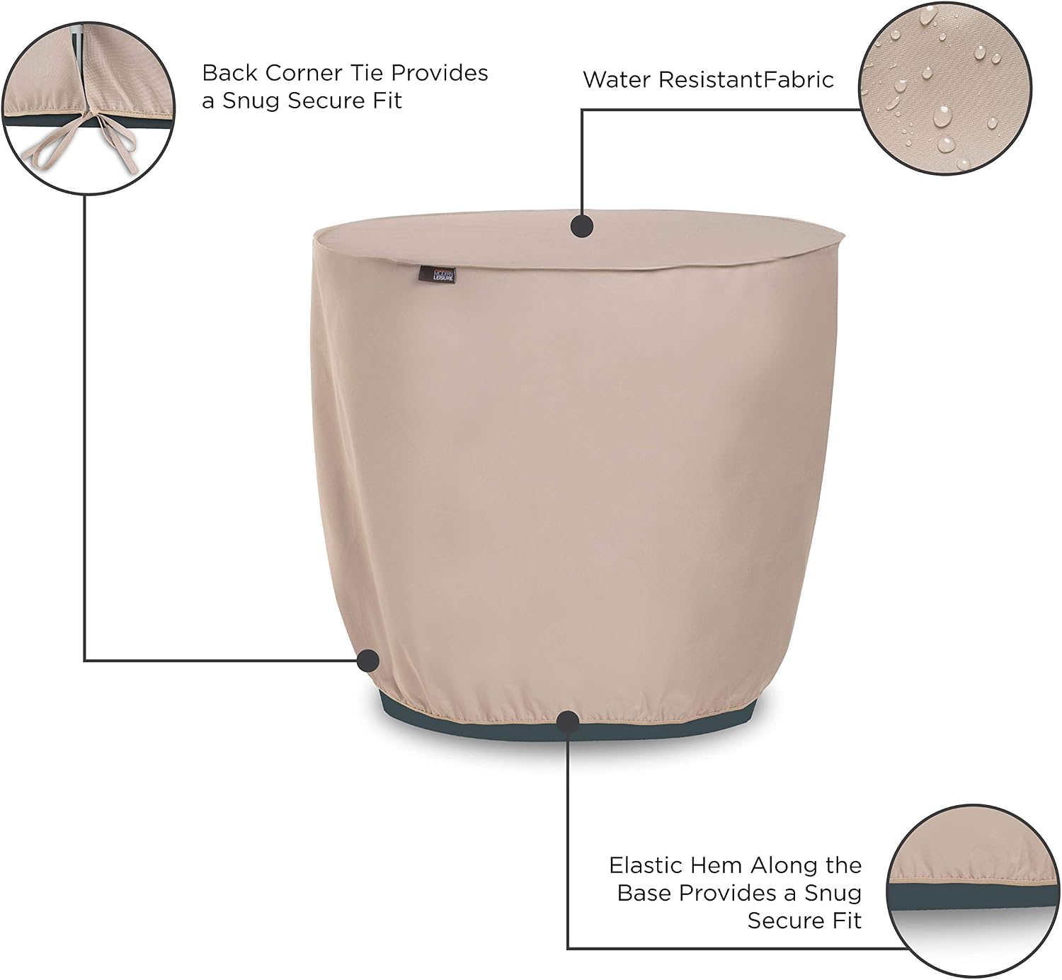 Modern Leisure Air Conditioner Covers - Outdoor Patio AC Covers - Round Water-Resistant Cover - Chalet (34 Diameter x30") : Beige (Pack of 2)