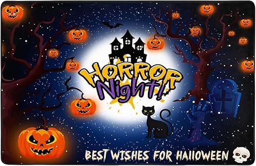 Miniatura 4 de Alfombra de noche de terror de Halloween, alfombra de baño antideslizante, alfombra de baño suave, decoración para cocina, dormitorio, comedor, sala
