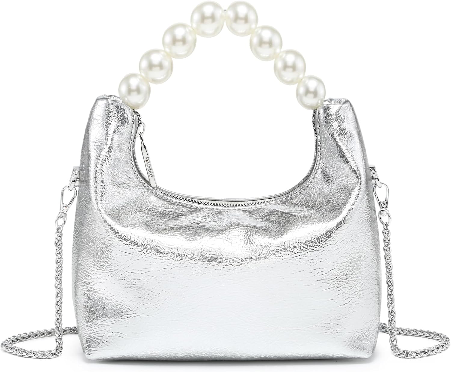 Pearl Handle Evening Clutch Purse for Women - Stylish Small Top Handle Handbags for Wedding Party | Elegant Pearl Handle, Shiny Patent Leather, Fits Phone Lipstick, Chain Strap, Perfect Gift