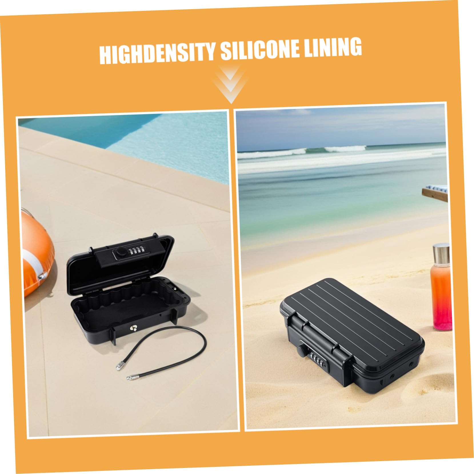 HOMSFOU Cassaforte Portatile Da Viaggio Resistente in Abs Cassetta Di Sicurezza Antifurto Lucchetto Combinazione Piccola Cassaforte Da Spiaggia Per Hotel e Dormitorio