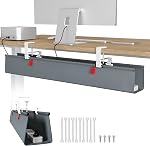 Univivi 48" Extra Large Cable Management Under Desk,Pas de perceur de serrage / vis de bureau de câble de bureau,Premium Fabric Cable Gestion Plateau Corde Caché Organisateur pour Bureau,Accueil