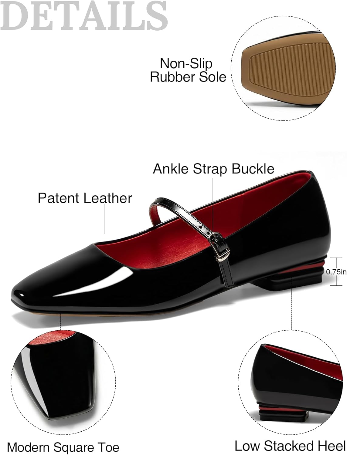 Womens Mary Jane Flats Closed Square Toe Ballet Flat Dressy Comfortable Slip on Shoes - Image 6