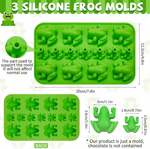 Miniatura 9 de Molde de silicona para rana de chocolate, moldes en forma de rana de caramelo, bandeja de hielo de gelatina de Pascua en forma de rana de 10 plagas