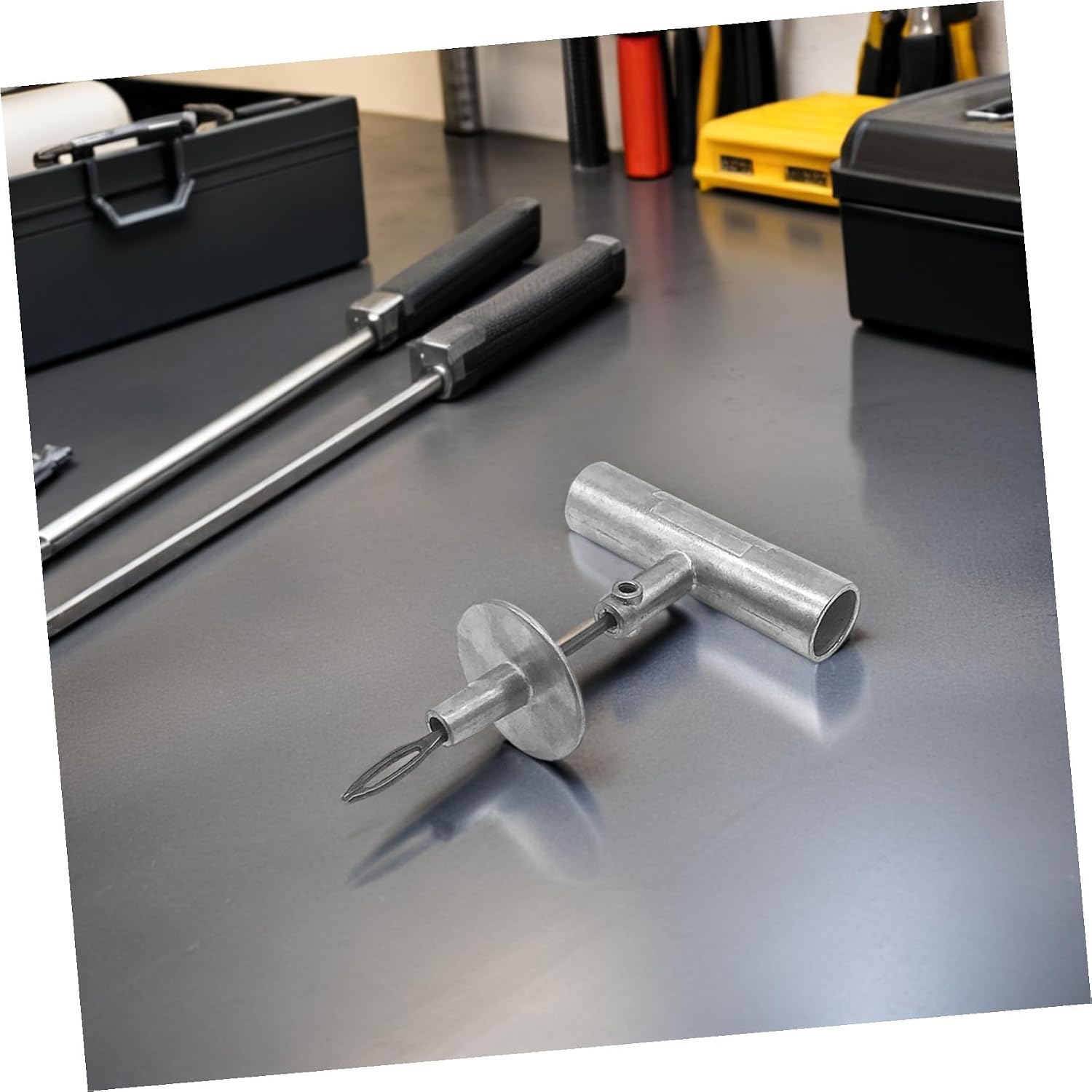 Tire Repair Kit with T-handle Reamer and Split Eye Needle, Zinc Alloy