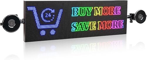 Leadleds P5 RGB - Letrero LED RGB, WiFi y USB programable de desplazamiento de 20 x 4 pulgadas, letrero LED súper brillante para automóvil con