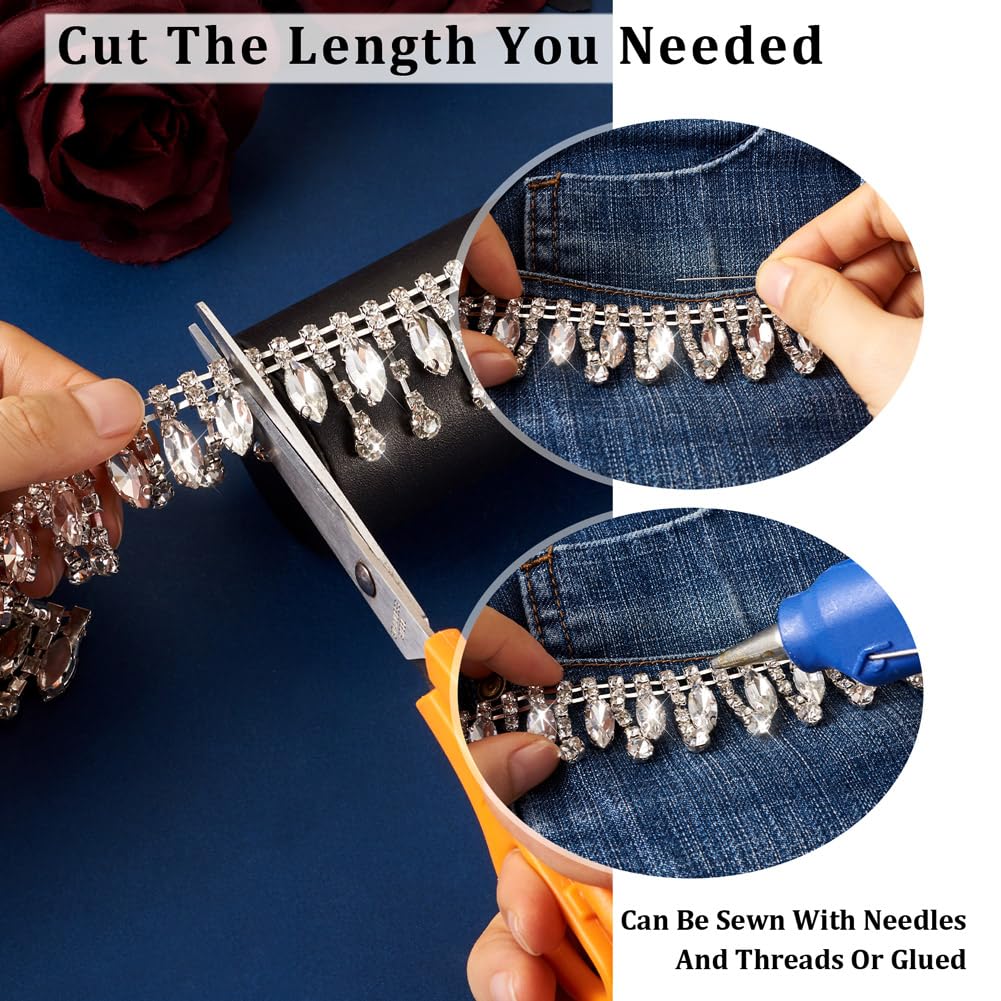 Champagne Rose Frangia Con Perline E Strass - Catena Cristallo Per Decorazione Abiti Da Sposa, Costumi, Arredamento Frangia Con Perline Per Feste