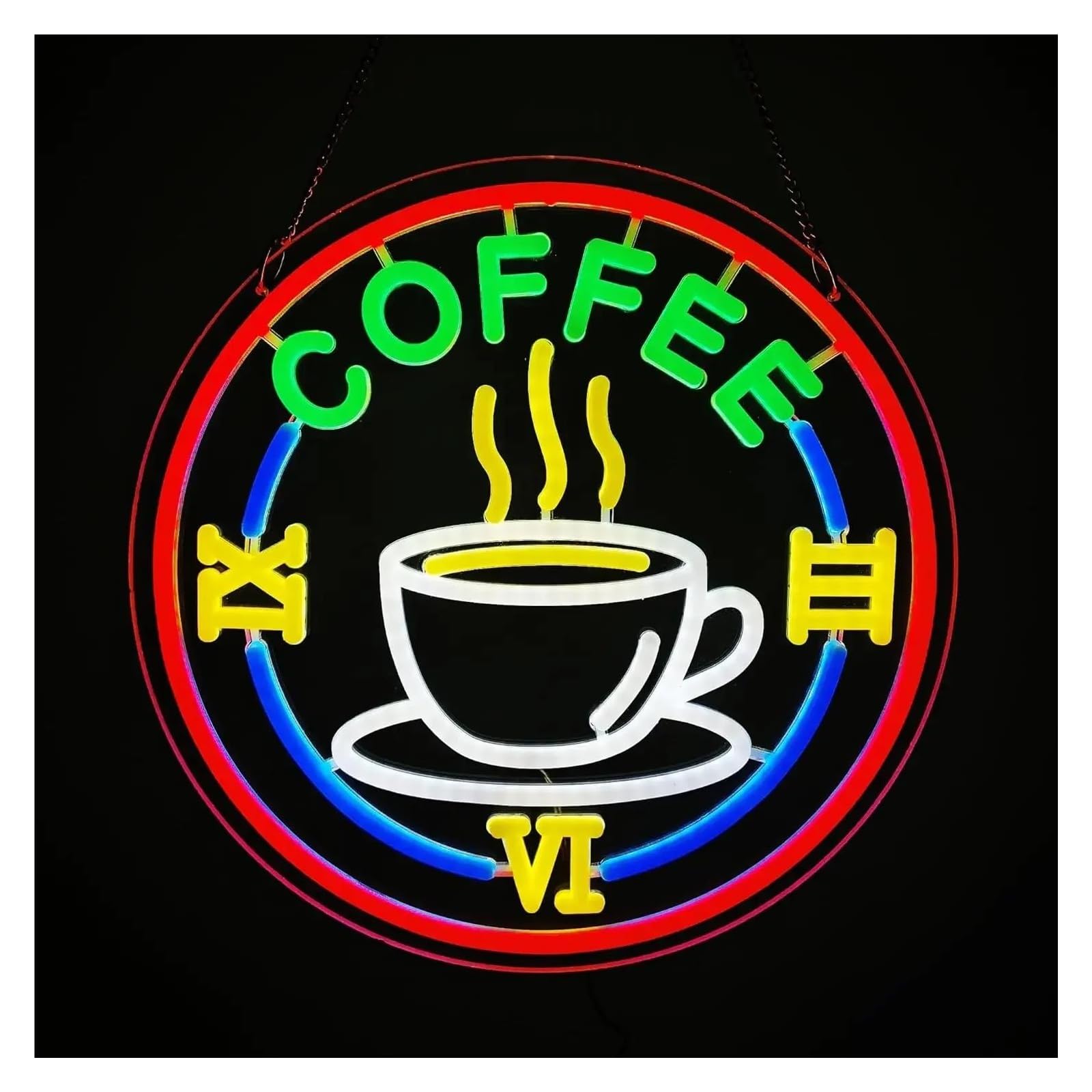 LEMST Signs Lamp Coffee Neon Sign Neon Light Sign Dimmable for Beer Bar Club Bedroom Office Hotel Pub Cafe Party 34x34cm