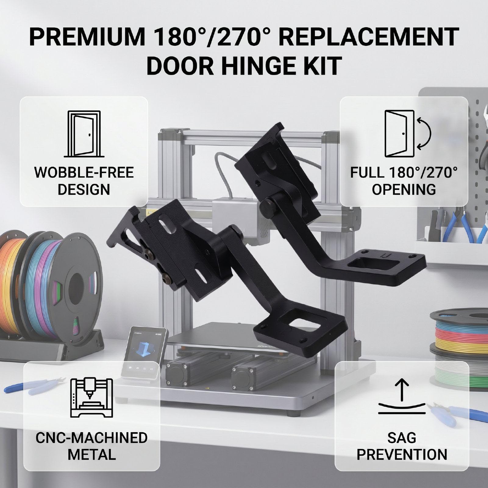 Fafeicy Kit di Sostituzione Cerniera Porta in Lega di Alluminio per Stampante 3D Snapmaker U1 180 270 Gradi