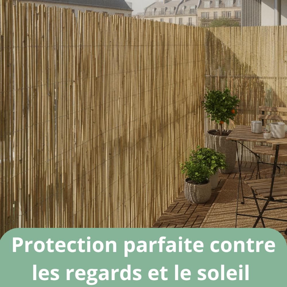 AUBRY GASPARD - Canisse en Petit Bambou - Brise Vue Jardin occultant - Livré en Rouleau avec Sac de Transport - Idéale pour Jardin et Terrasse - Résistant aux intempéries - 150x500 cm
