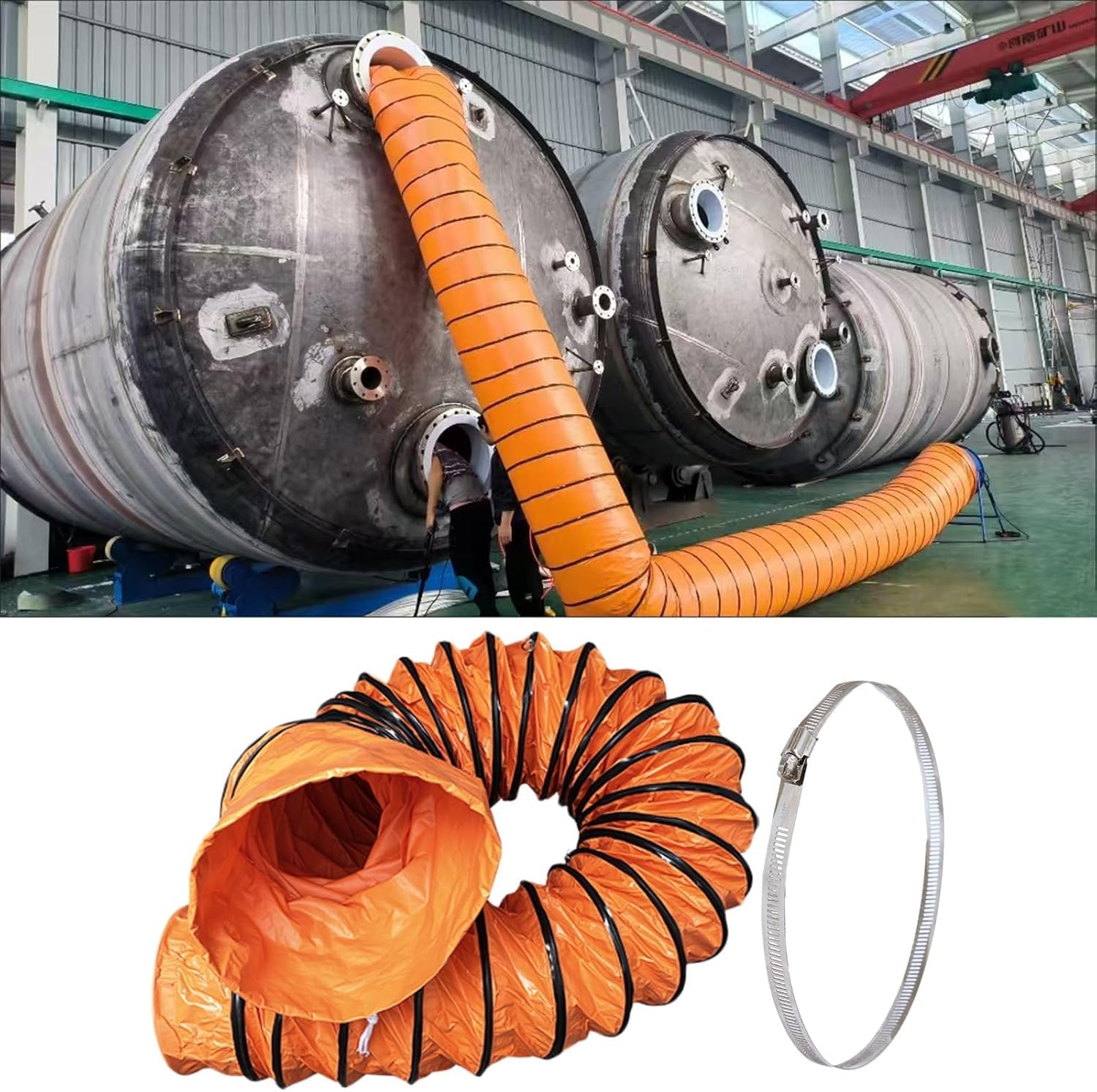 Tubo Flessibile per condotti di Ventilazione Industriale da 6" a 30" - 10 Metri (33 Piedi) in PVC Flessibile con Supporto in Acciaio - Ideale per condotti d'Aria, sistemi HVAC e di aspirazio