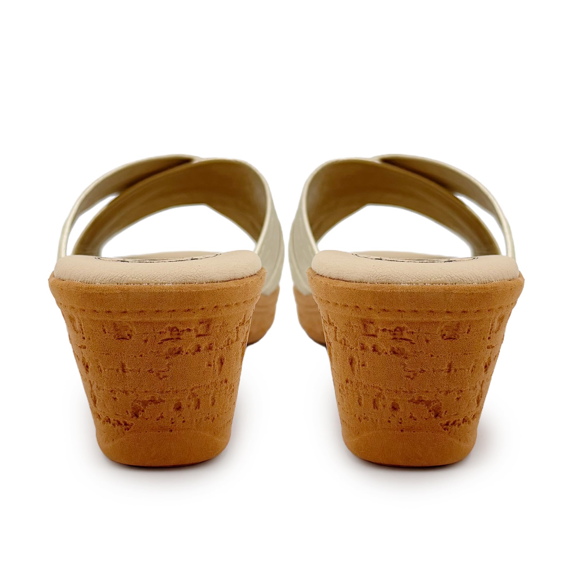 JOMIX Mules Femme Été Confort Claquettes Femme Talon Compensé 6 cm Chaussons d’Été Bout Ouvert Tiras Croisées Souples Chaussures Maison Légères Élégantes