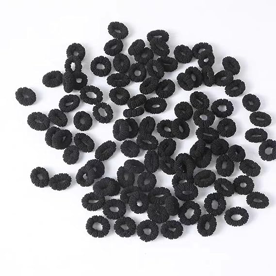 500 PCS Multicolor Cotton Hair Ties, Small Seamless Kids Hair Ties Soft No-Crease Baby Hair Elastics for Girls, Kids & Toddlers, Gentle Ponytail Holders for Thin & Thick Hair. (Black)