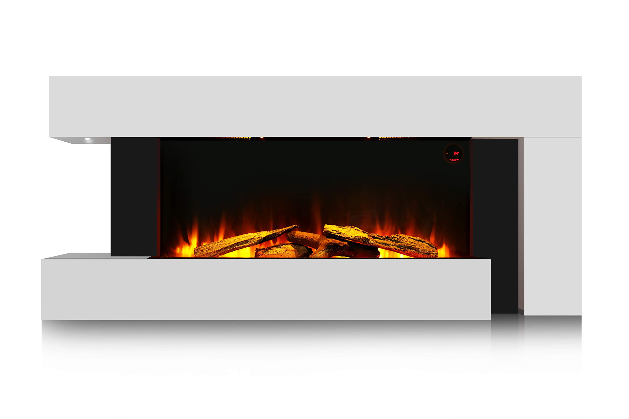 HomeZone® Modern Unique 55 White Wall Mounted Electric Fireplace