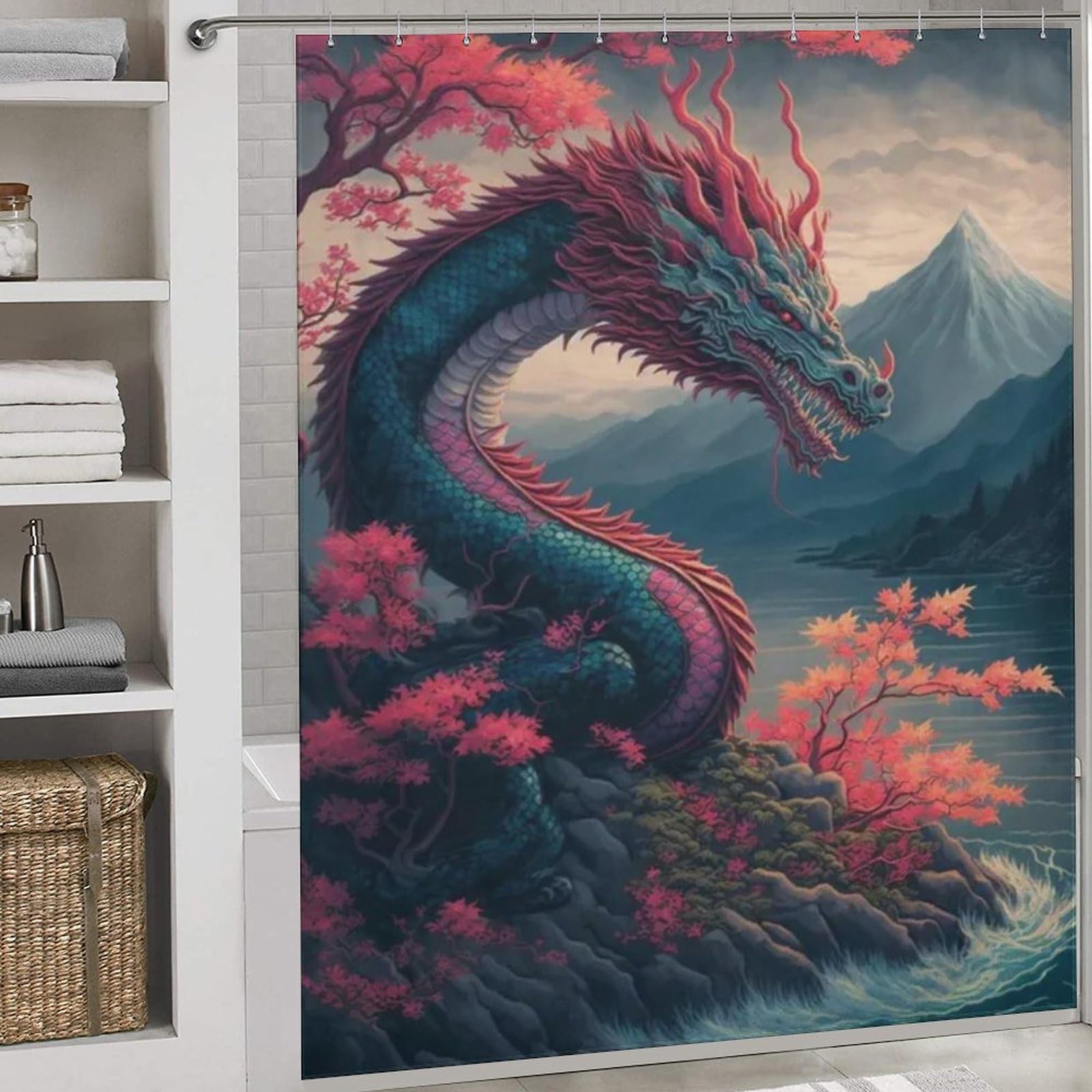 Dragon rideau de douche en tissu de qualité supérieure 183x183cm lavable