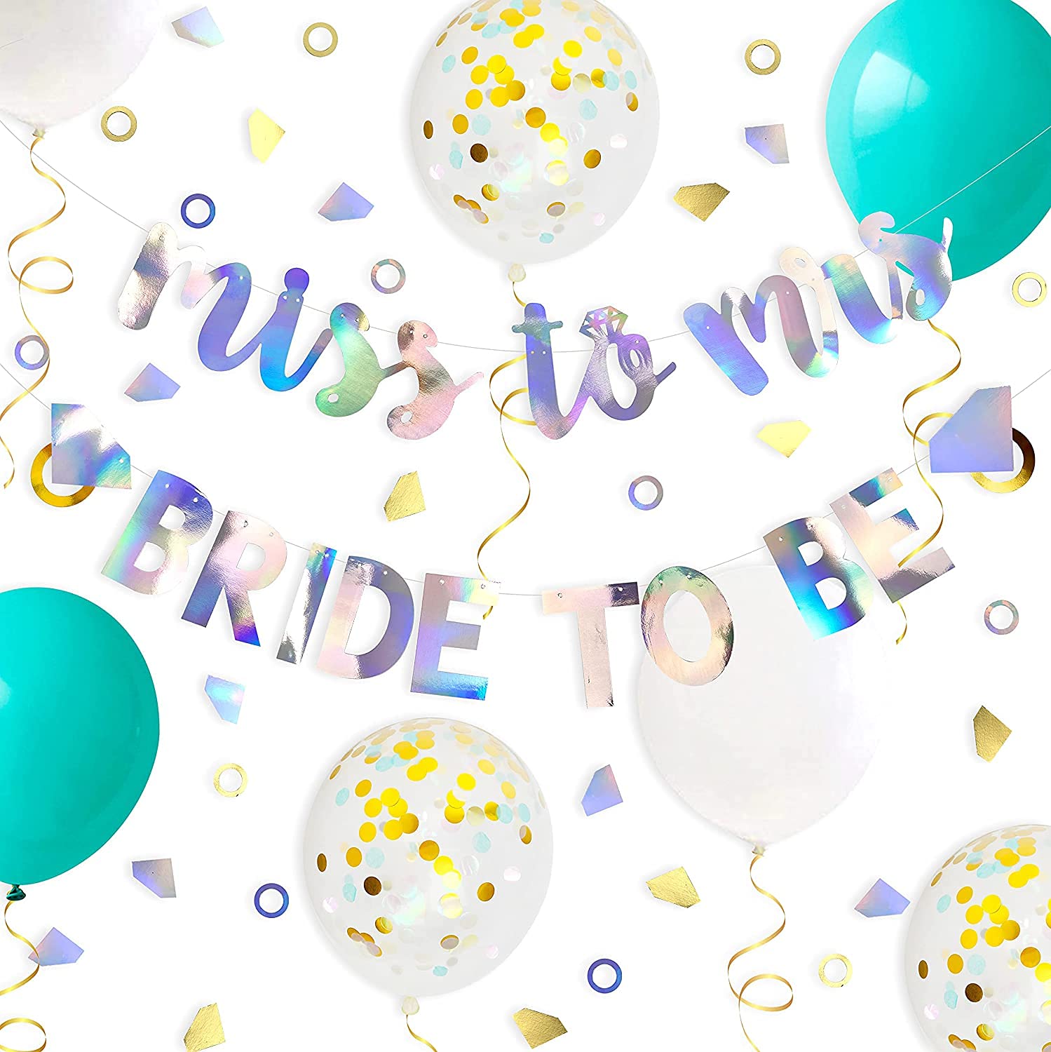 Buy Teal Gold Bridal Shower Decorations Kit Iridescent Bride to Be and