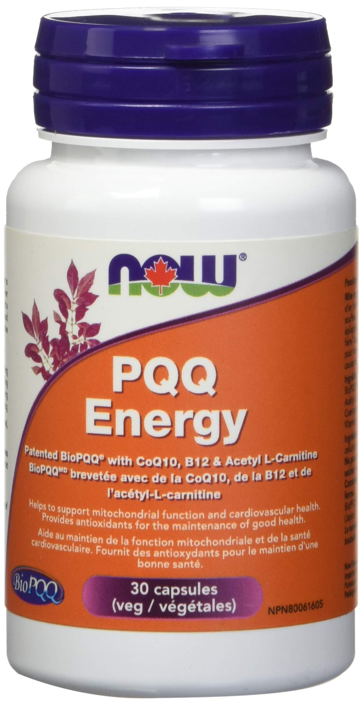 NOW PQQ Energy 20 mg w/ Cofactors 30 Veg Capsules, 30 g